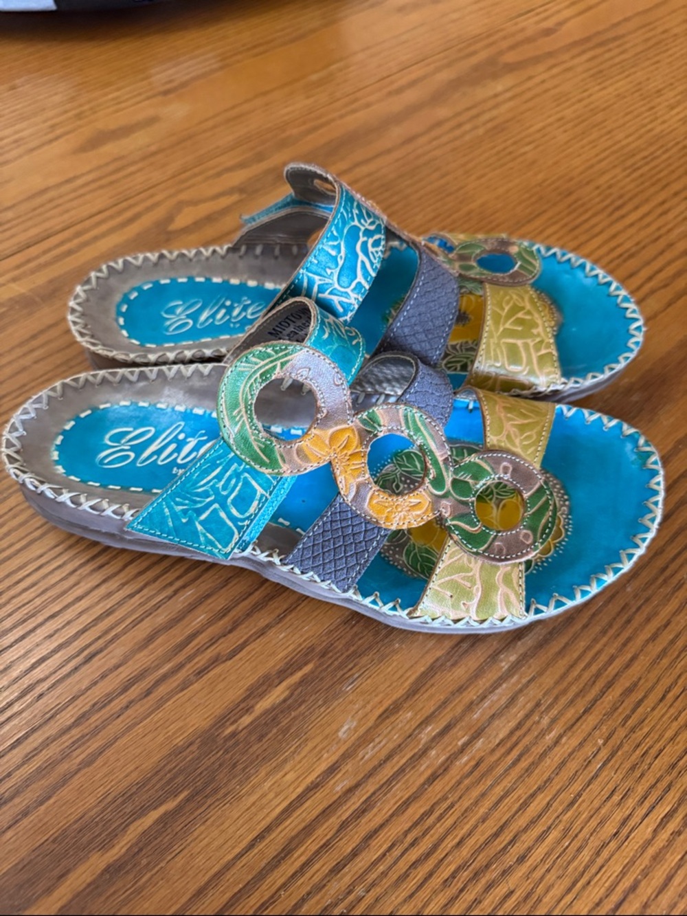 Kids' Multicolor Slide Sandals - Turquoise & Green